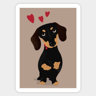 Cute Cartoon Dachshund with Three Red Hearts Sticker